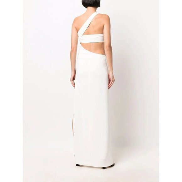 Monot Cut Out One Shoulder Maxi Dress in White New Womens Long Maxi Gown - Picture 13 of 17